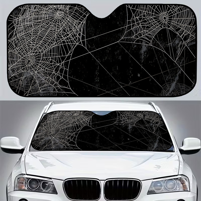 Interior Design Web - ม่านบังแดดกระจกหน้ารถลายใยแมงมุม 1 ชิ้น สำหรับรถ SUV, RV,