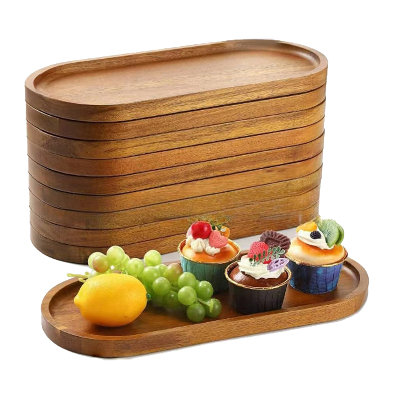 Travertine Tray Oval - บนโต๊ะอาหารไม้ถาดอาหารรอบสี่เหลี่ยมผืนผ้าจานขนมหวานไม้สไตล์ญี่ปุ่นขนมขบเคี้ยวผลไม้ชาจานรองพาเลท Bread Board