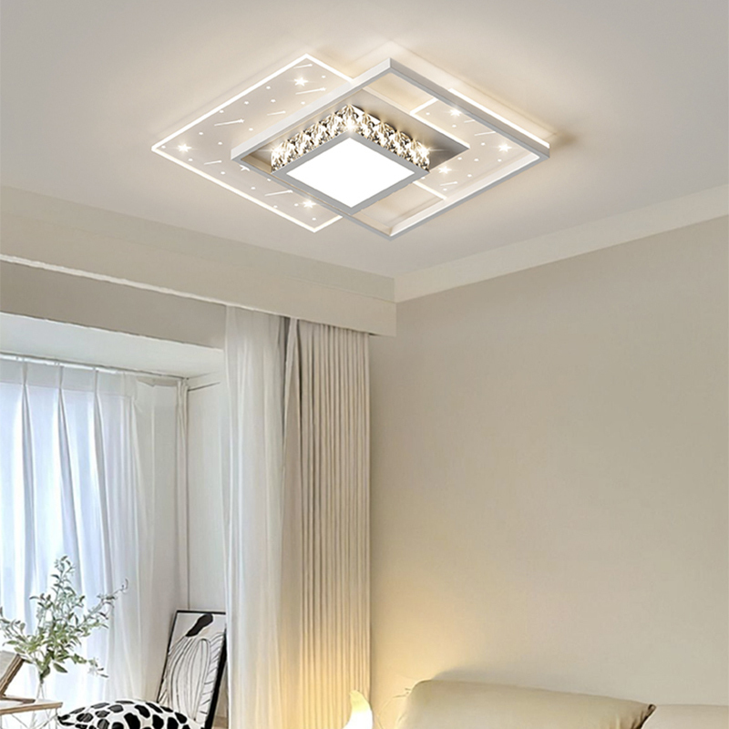 Interior Design High Ceiling - ใหม่ High-end Sparkle โคมไฟเพดานห้องนั่งเล่นโคมไฟเพดานสีดําสีขาว Clash การออกแบบที่เรียบง่ายภายในไฟ