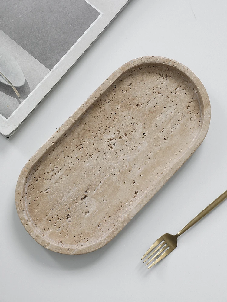 Minimalism ถาดหินอ่อนสําหรับน้ - Travertine Tray Oval บทวิจารณ์และราคา