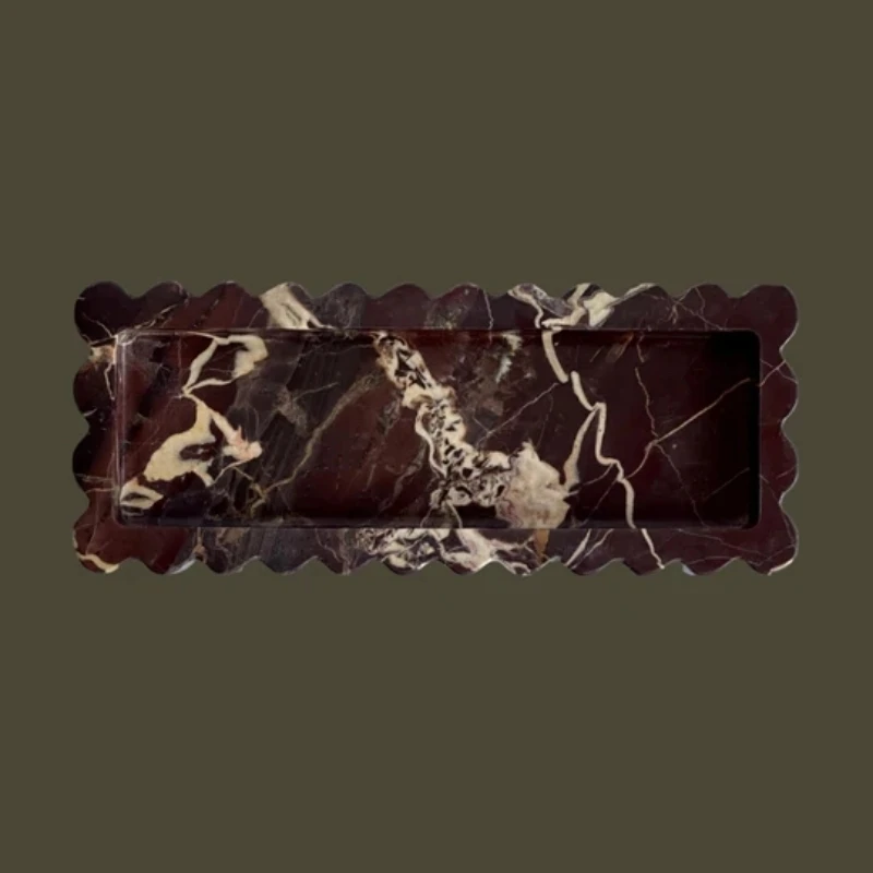 ถาดทรงสี่เหลี่ยมลายหินอ่อนของต - Travertine Tray Oval บทวิจารณ์และราคา