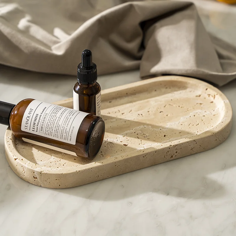 ถาดหินอ่อนสำหรับวางของในห้องน้ - Travertine Tray Oval บทวิจารณ์และราคา