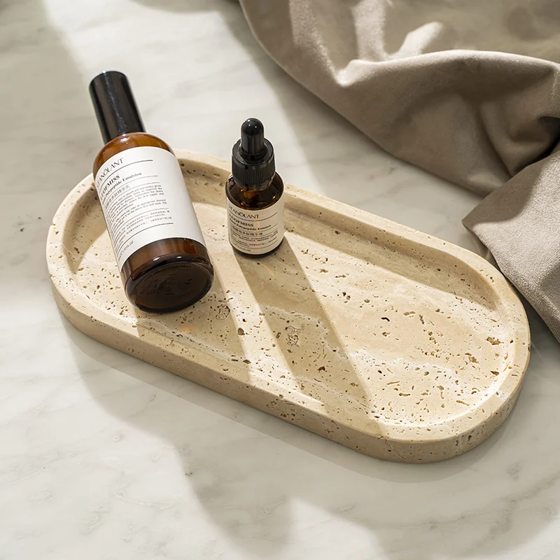 ถาดหินอ่อนสำหรับวางของในห้องน้ - Travertine Tray Oval บทวิจารณ์และราคา