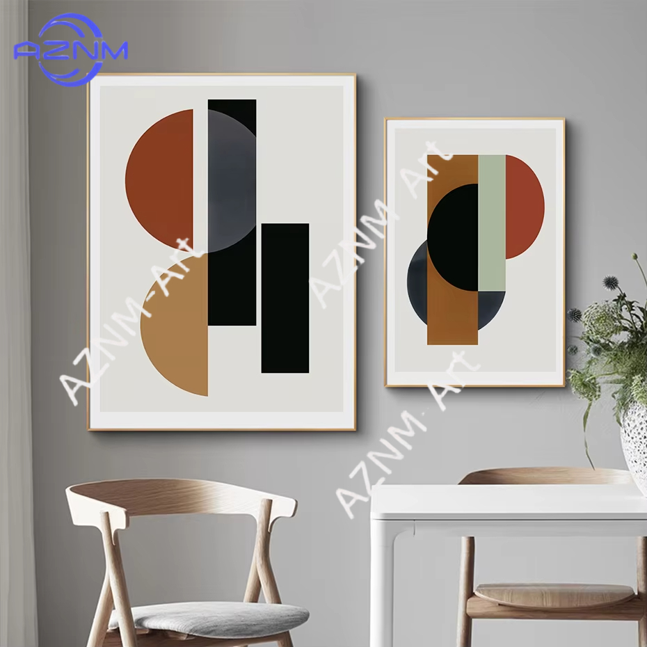 1/2 ชิ้นภาพวาดรูปทรงเรขาคณิตแบ - Interior Design Scandinavian บทวิจารณ์และราคา