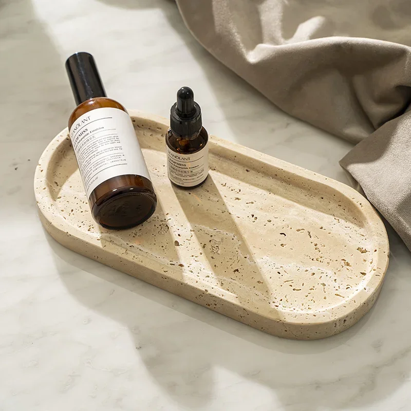 ถาดหินอ่อนทรงรีสำหรับวางบนโต๊ะ - Travertine Tray Oval บทวิจารณ์และราคา